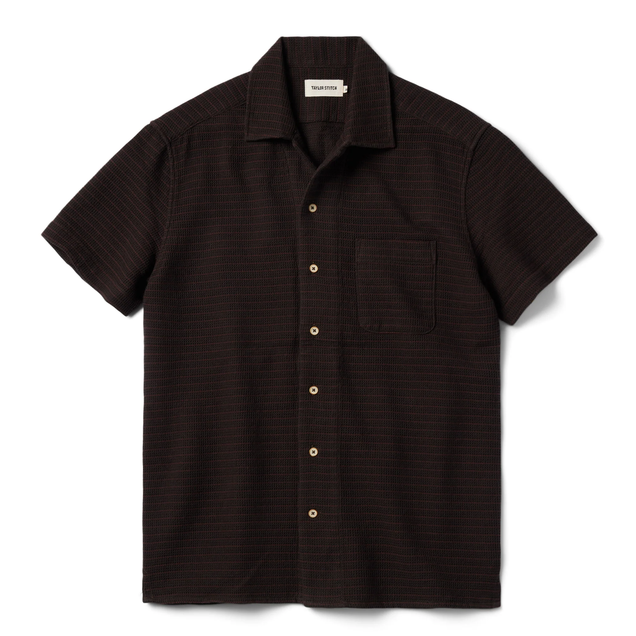 The Short Sleeve Hawthorne in Espresso Pickstitch Waffle