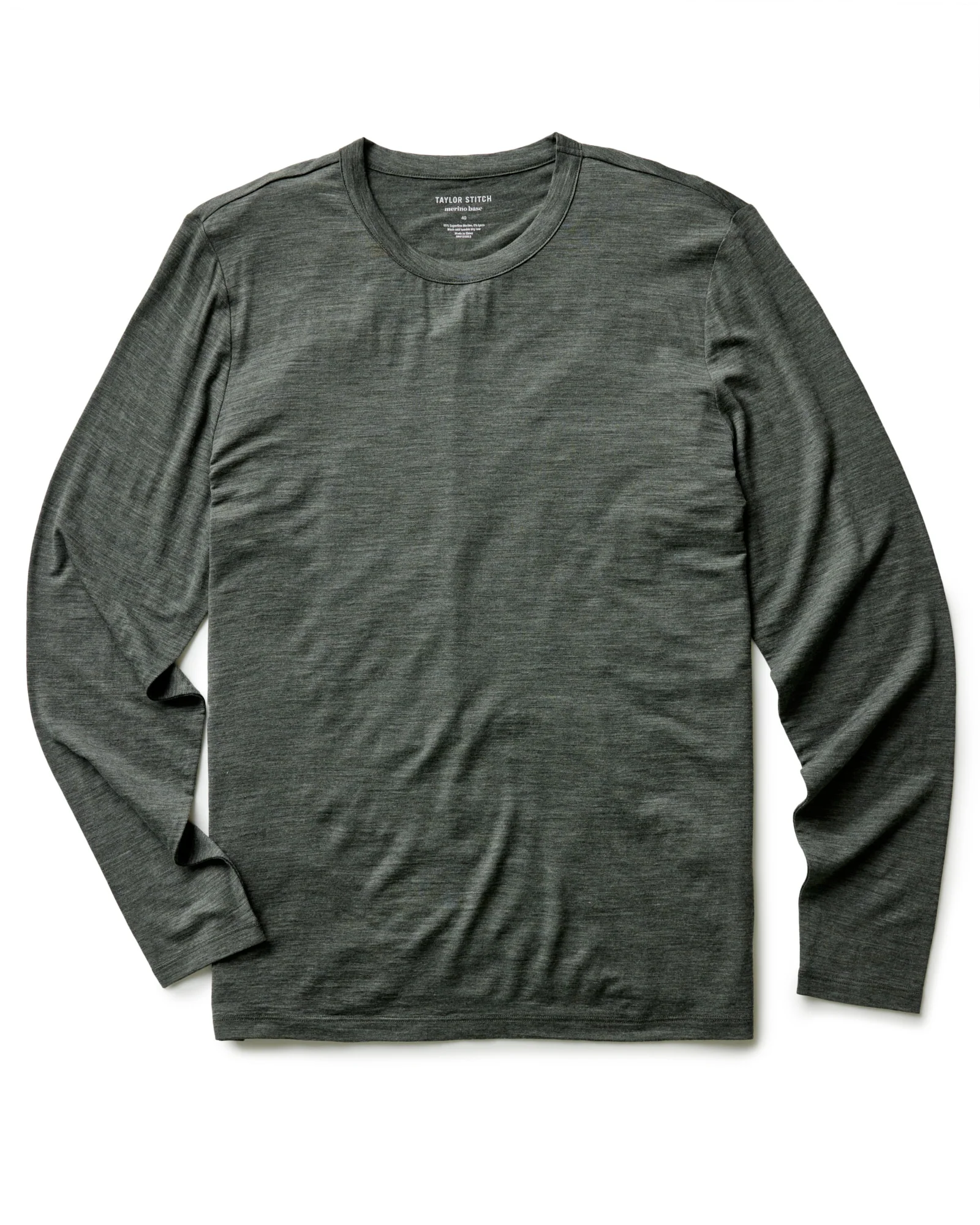 The Merino Long Sleeve Tee in Heather Army
