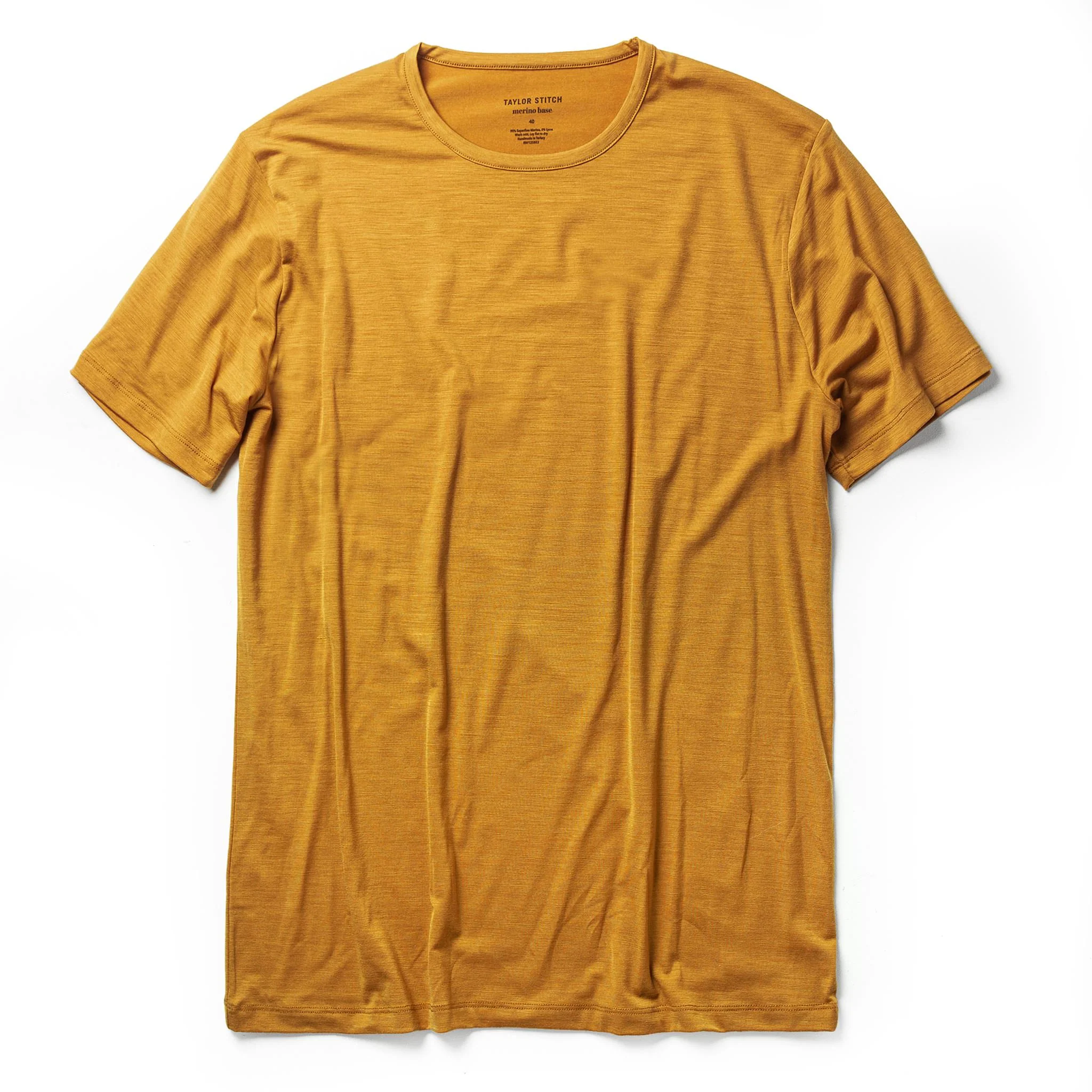 The Merino Tee in Heather Saffron