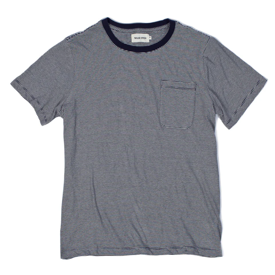 The Crewneck Pocket Tee in Sausalito Stripe