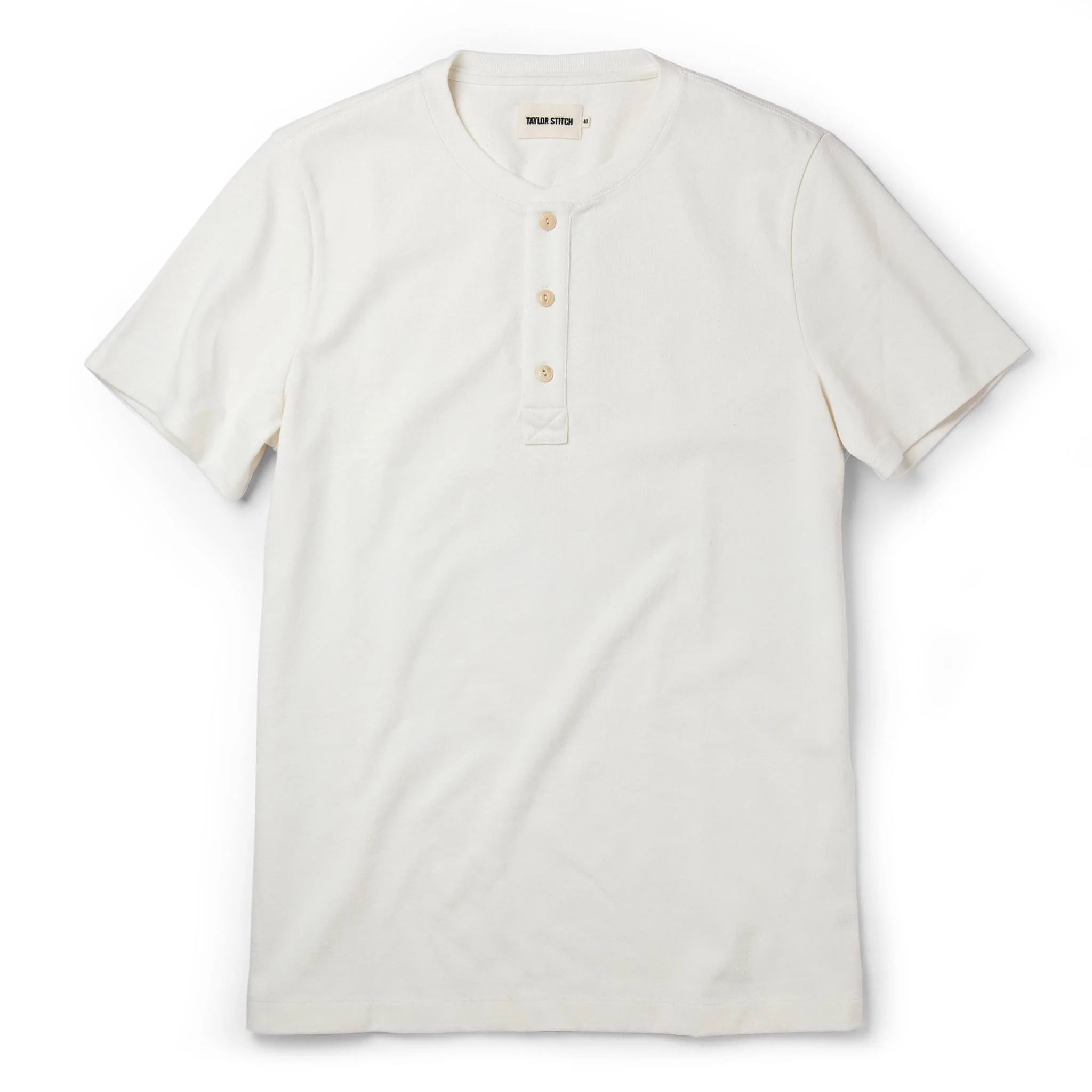 The Short Sleeve Heavy Bag Henley in Natural