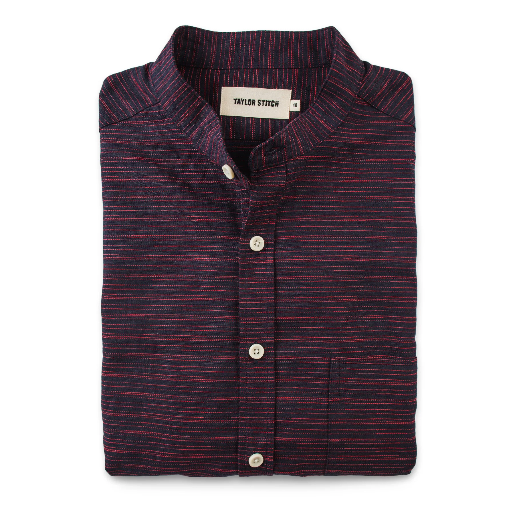The Bandit in Navy & Red Slub Stripe