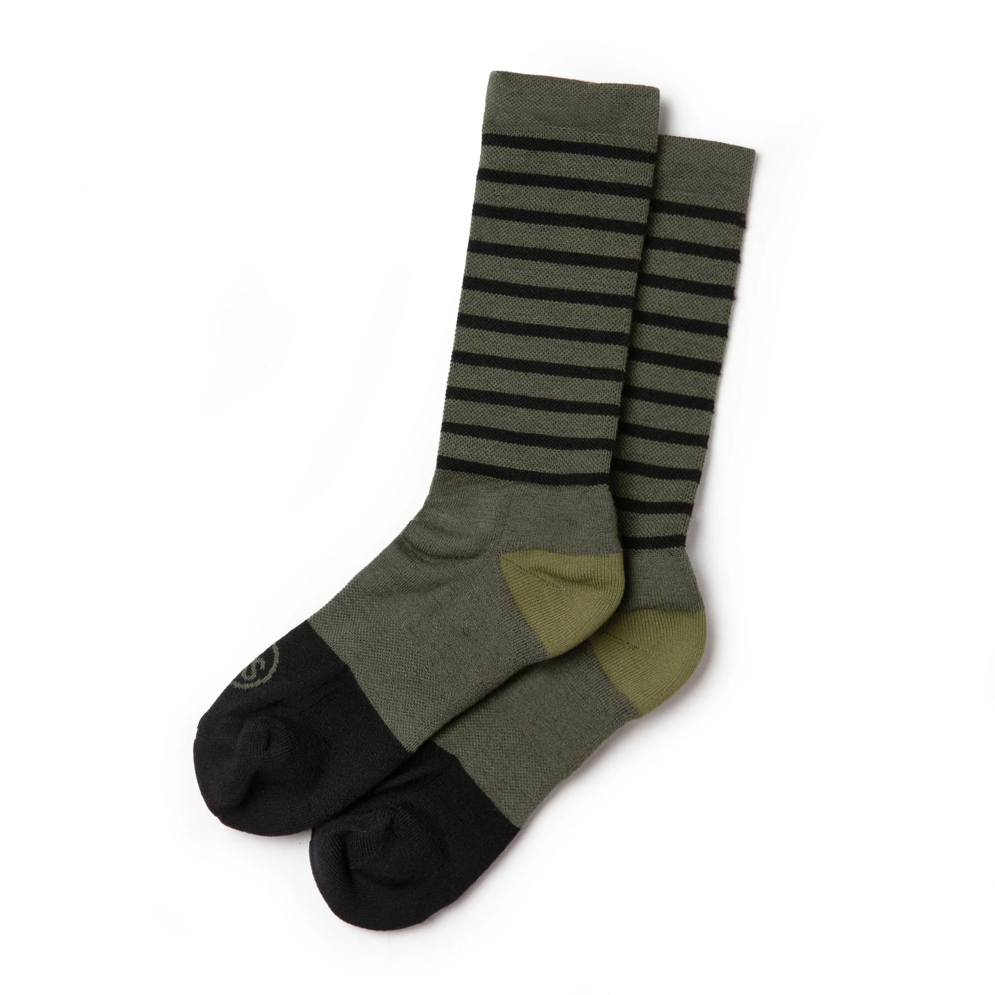 The Merino Sock in Olive Stripe