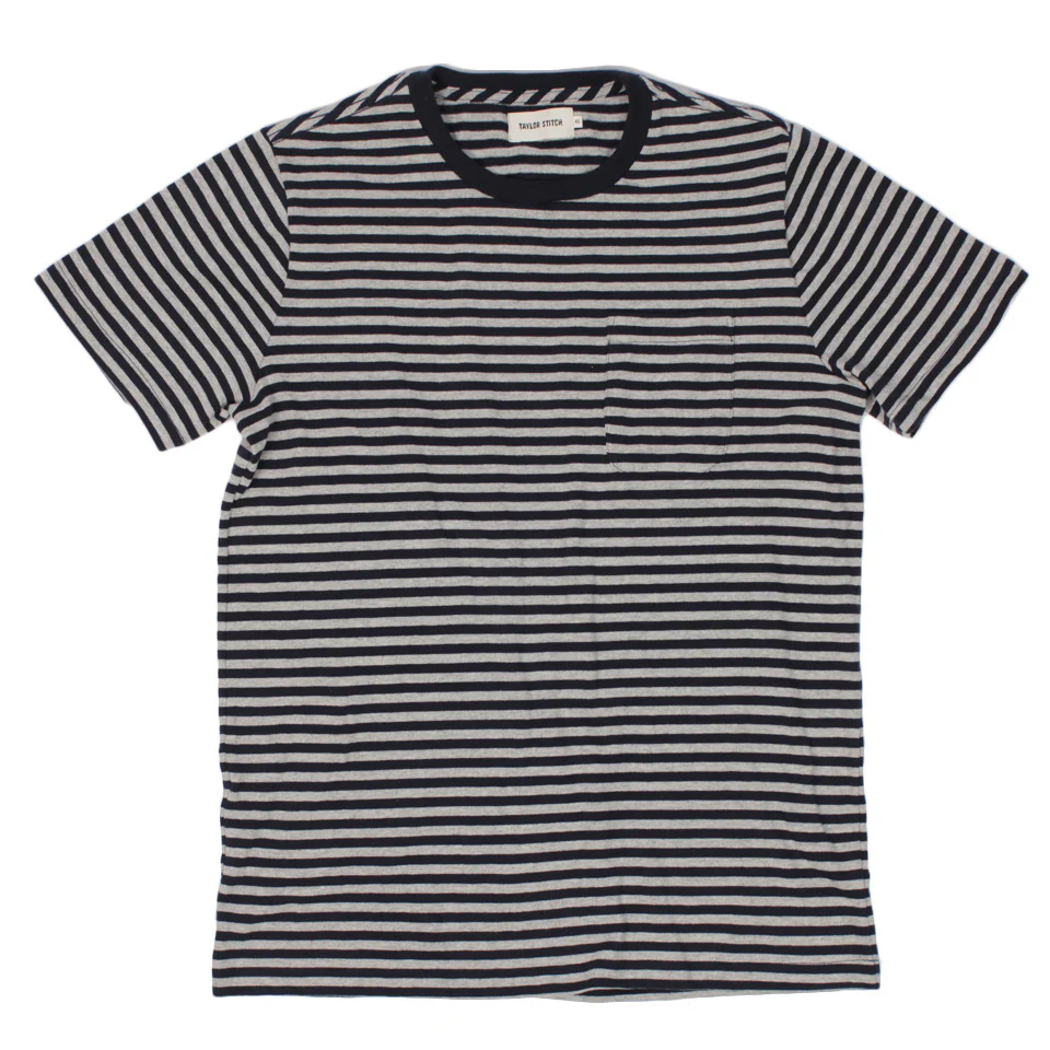 The Sequoia Stripe Tee in Navy & Grey